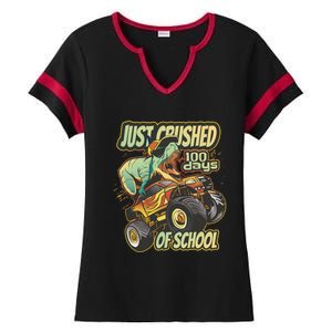 I Crushed 100 Days Of School 100th Day Tgiftrex Funny 100th Gift Ladies Halftime Notch Neck Tee