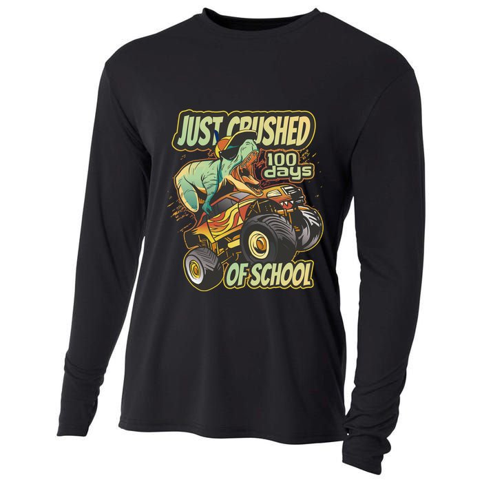 I Crushed 100 Days Of School 100th Day Tgiftrex Funny 100th Gift Cooling Performance Long Sleeve Crew