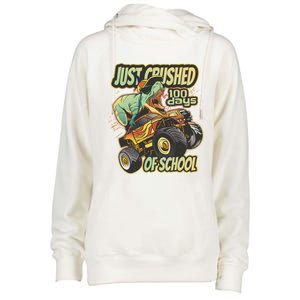 I Crushed 100 Days Of School 100th Day Tgiftrex Funny 100th Gift Womens Funnel Neck Pullover Hood