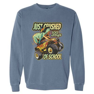 I Crushed 100 Days Of School 100th Day Tgiftrex Funny 100th Gift Garment-Dyed Sweatshirt