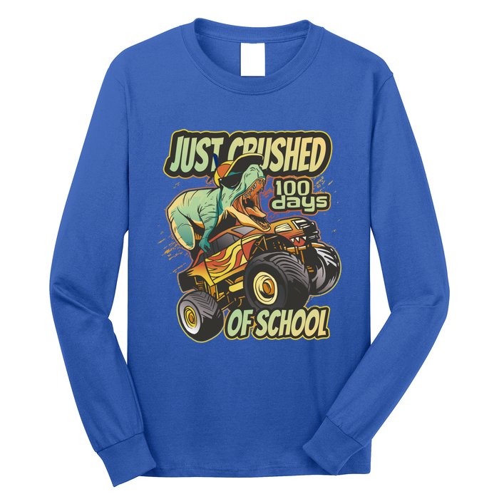 I Crushed 100 Days Of School 100th Day Tgiftrex Funny 100th Gift Long Sleeve Shirt