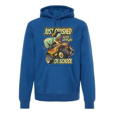 I Crushed 100 Days Of School 100th Day Tgiftrex Funny 100th Gift Premium Hoodie