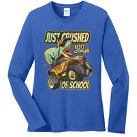 I Crushed 100 Days Of School 100th Day Tgiftrex Funny 100th Gift Ladies Long Sleeve Shirt