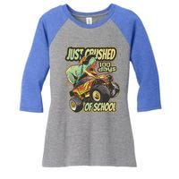 I Crushed 100 Days Of School 100th Day Tgiftrex Funny 100th Gift Women's Tri-Blend 3/4-Sleeve Raglan Shirt