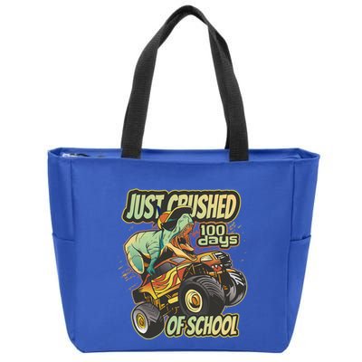 I Crushed 100 Days Of School 100th Day Tgiftrex Funny 100th Gift Zip Tote Bag