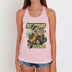 I Crushed 100 Days Of School 100th Day Tgiftrex Funny 100th Gift Women's Knotted Racerback Tank