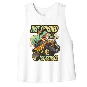 I Crushed 100 Days Of School 100th Day Tgiftrex Funny 100th Gift Women's Racerback Cropped Tank