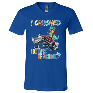 I Crushed 100 Days Of School Cute Gift V-Neck T-Shirt