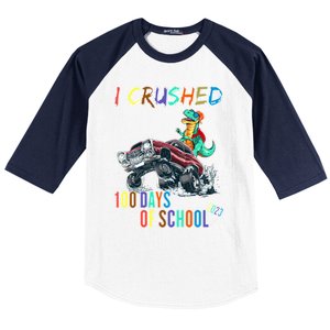 I Crushed 100 Days Of School Cute Gift Baseball Sleeve Shirt