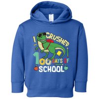 I Crushed 100 Days Of School T Rex Dinosaur Funny Great Gift Toddler Hoodie