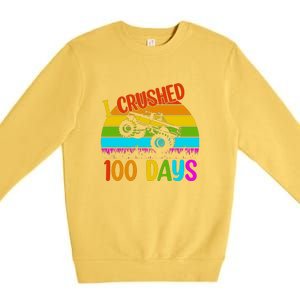 Kids I Crushed 100 Days Of School Boys Monster Premium Crewneck Sweatshirt