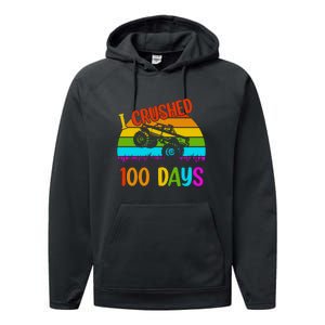 Kids I Crushed 100 Days Of School Boys Monster Performance Fleece Hoodie