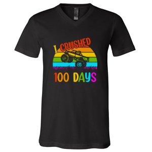 Kids I Crushed 100 Days Of School Boys Monster V-Neck T-Shirt