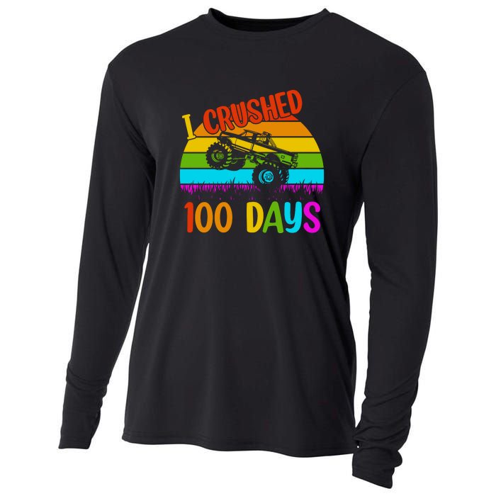 Kids I Crushed 100 Days Of School Boys Monster Cooling Performance Long Sleeve Crew