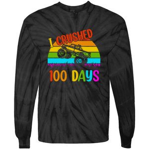 Kids I Crushed 100 Days Of School Boys Monster Tie-Dye Long Sleeve Shirt