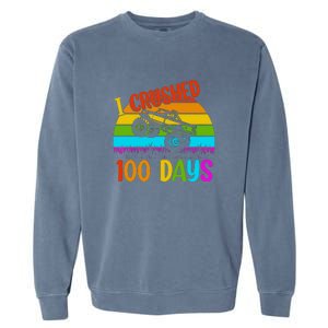 Kids I Crushed 100 Days Of School Boys Monster Garment-Dyed Sweatshirt