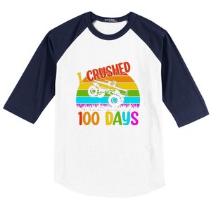 Kids I Crushed 100 Days Of School Boys Monster Baseball Sleeve Shirt