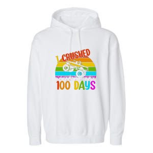 Kids I Crushed 100 Days Of School Boys Monster Garment-Dyed Fleece Hoodie