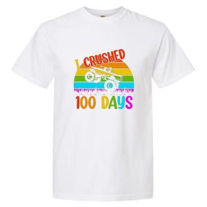 Kids I Crushed 100 Days Of School Boys Monster Garment-Dyed Heavyweight T-Shirt