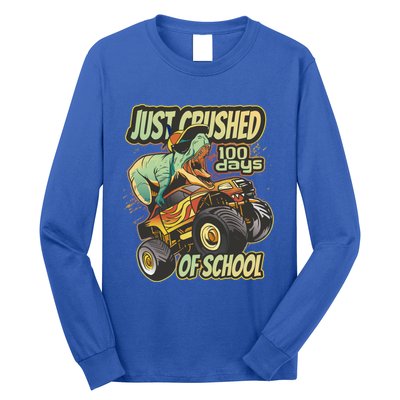 I Crushed 100 Days Of School Tmeaningful Giftrex Monster Truck Gift Long Sleeve Shirt