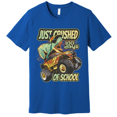 I Crushed 100 Days Of School Tmeaningful Giftrex Monster Truck Gift Premium T-Shirt