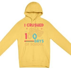 I Crushed 100 Days Of School Monster Truck Design Cute Gift Premium Pullover Hoodie