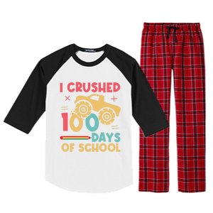 I Crushed 100 Days Of School Monster Truck Design Cute Gift Raglan Sleeve Pajama Set