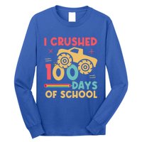 I Crushed 100 Days Of School Monster Truck Design Cute Gift Long Sleeve Shirt