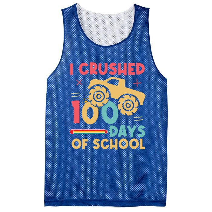 I Crushed 100 Days Of School Monster Truck Design Cute Gift Mesh Reversible Basketball Jersey Tank