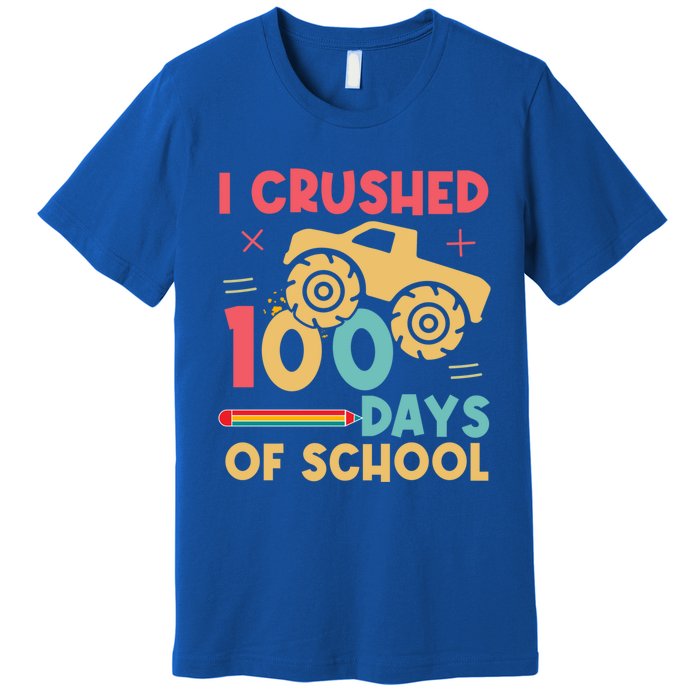 I Crushed 100 Days Of School Monster Truck Design Cute Gift Premium T-Shirt