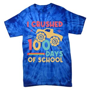 I Crushed 100 Days Of School Monster Truck Design Cute Gift Tie-Dye T-Shirt