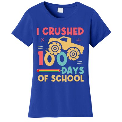 I Crushed 100 Days Of School Monster Truck Design Cute Gift Women's T-Shirt