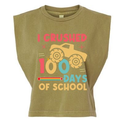 I Crushed 100 Days Of School Monster Truck Design Cute Gift Garment-Dyed Women's Muscle Tee