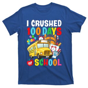 I Crushed 100 Days Of School Schoolbus Gift T-Shirt