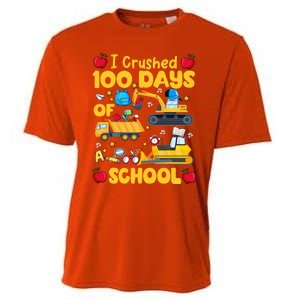 I Crushed 100 Days Of School Tee Construction Vehicle Cute Gift Cooling Performance Crew T-Shirt