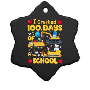 I Crushed 100 Days Of School Tee Construction Vehicle Cute Gift Ceramic Star Ornament