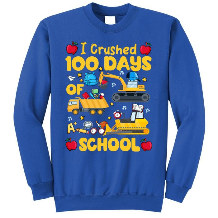 I Crushed 100 Days Of School Tee Construction Vehicle Cute Gift Sweatshirt