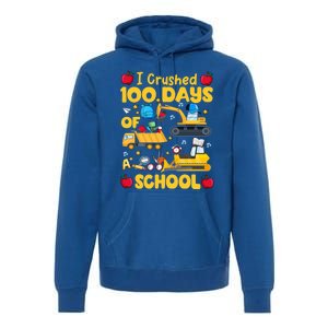 I Crushed 100 Days Of School Tee Construction Vehicle Cute Gift Premium Hoodie