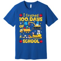 I Crushed 100 Days Of School Tee Construction Vehicle Cute Gift Premium T-Shirt