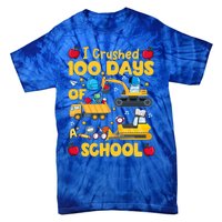 I Crushed 100 Days Of School Tee Construction Vehicle Cute Gift Tie-Dye T-Shirt