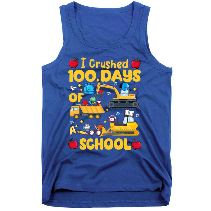 I Crushed 100 Days Of School Tee Construction Vehicle Cute Gift Tank Top