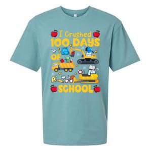 I Crushed 100 Days Of School Tee Construction Vehicle Cute Gift Sueded Cloud Jersey T-Shirt