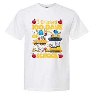 I Crushed 100 Days Of School Tee Construction Vehicle Cute Gift Garment-Dyed Heavyweight T-Shirt