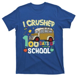 I Crushed 100 Days Of School Bus Funny Student Teacher Gift T-Shirt