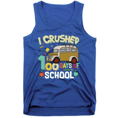 I Crushed 100 Days Of School Bus Funny Student Teacher Gift Tank Top