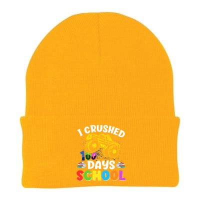 I Crushed 100 Days Of School Tees Monster Truck Great Gift Knit Cap Winter Beanie