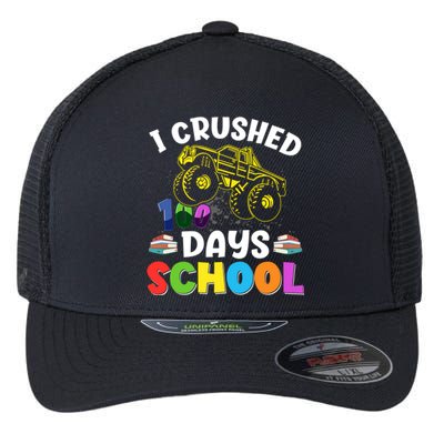 I Crushed 100 Days Of School Tees Monster Truck Great Gift Flexfit Unipanel Trucker Cap