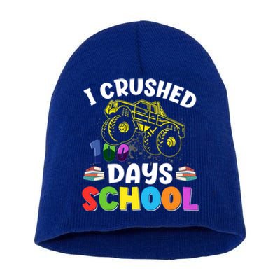 I Crushed 100 Days Of School Tees Monster Truck Great Gift Short Acrylic Beanie