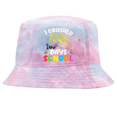 I Crushed 100 Days Of School Tees Monster Truck Great Gift Tie-Dyed Bucket Hat