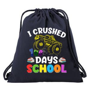 I Crushed 100 Days Of School Tees Monster Truck Great Gift Drawstring Bag